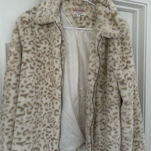 ANDREE BY UNIT Cream Leopard Teddy Jacket